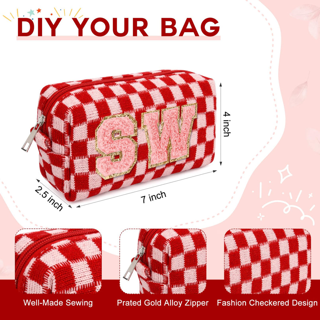 SOIDRAM Makeup Bag Preppy Cosmetic Bag Bulk Makeup Pouch Personalize Travel Toiletry Bag Organizer Cute DIY Makeup Brushes Storage Bag for Women