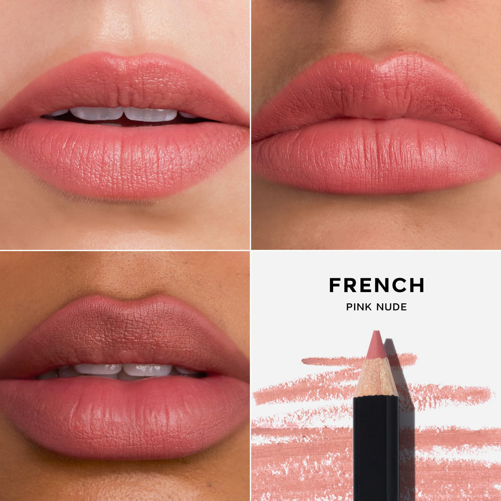 Saie Lip Liner 101 - Lip Pencil Made with a Creamy, Soft Matte Formula for a Naturally Framed or Fully Filled Look - Supercharged with Shea Butter & Jojoba Oil - French (.05 oz)
