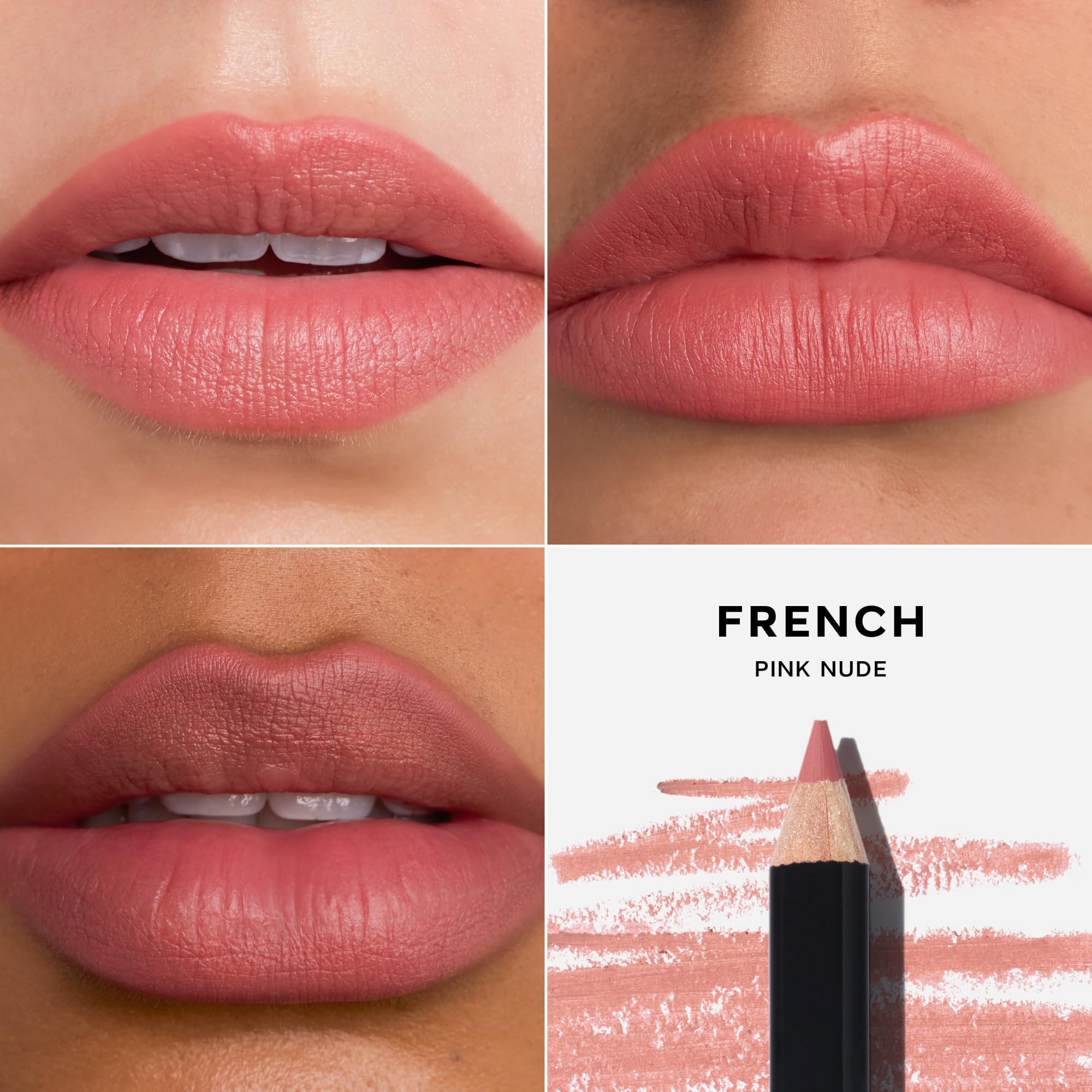 Saie Lip Liner 101 - Lip Pencil Made with a Creamy, Soft Matte Formula for a Naturally Framed or Fully Filled Look - Supercharged with Shea Butter & Jojoba Oil - French (.05 oz)