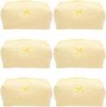 Cozy Makeup Bag for Women,Zipper Cosmetic Pouch,Waffle Yellow,6 Pack