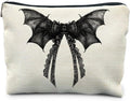 RYYCDOI Halloween Coquette Lace Bow Bat Cosmetic Bag - Gothic Black, Girly Makeup Pouch