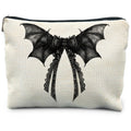 RYYCDOI Halloween Coquette Lace Bow Bat Cosmetic Bag - Gothic Black, Girly Makeup Pouch