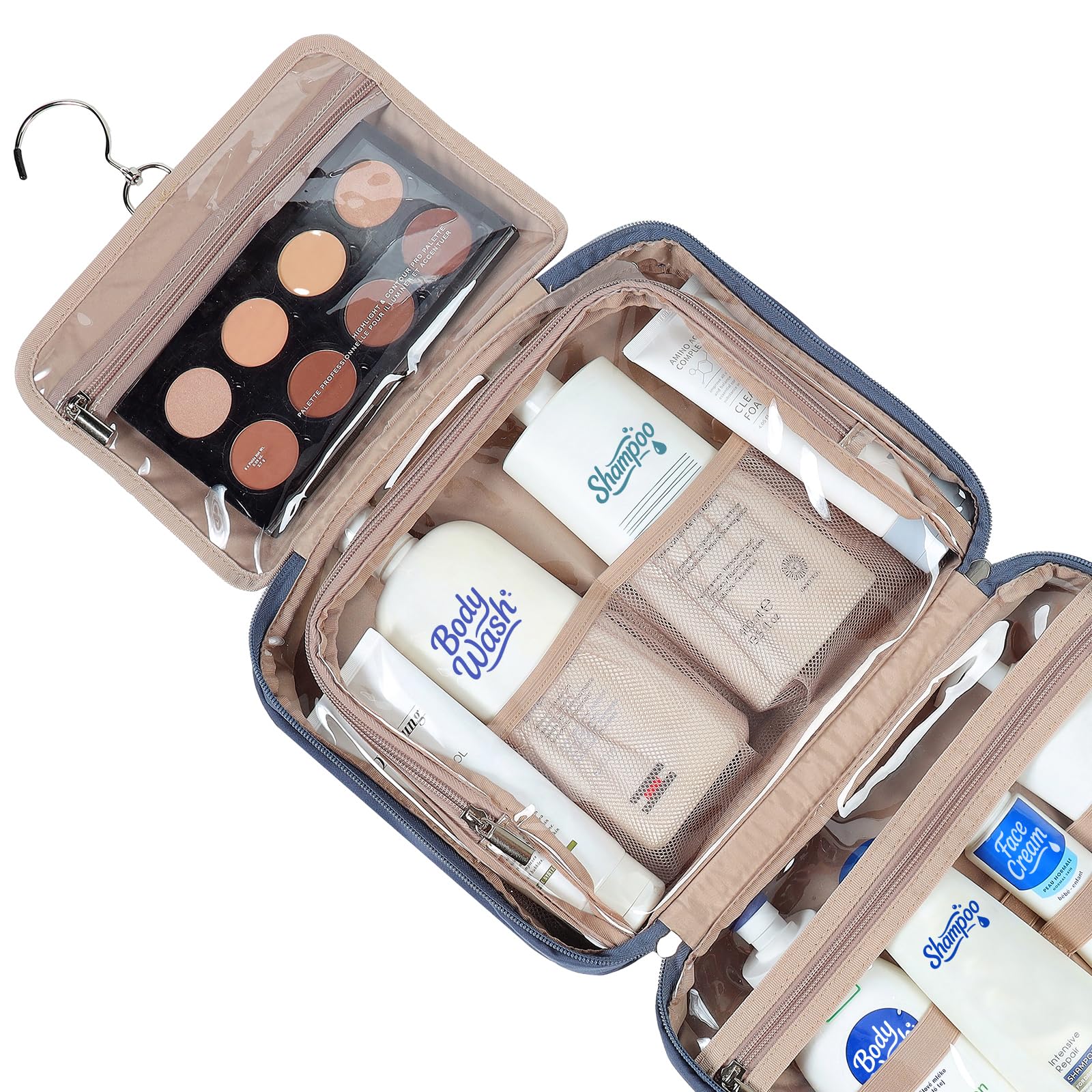 NISHEL Travel Toiletry Bag for Women Hanging Organizer Makeup Case Pockets