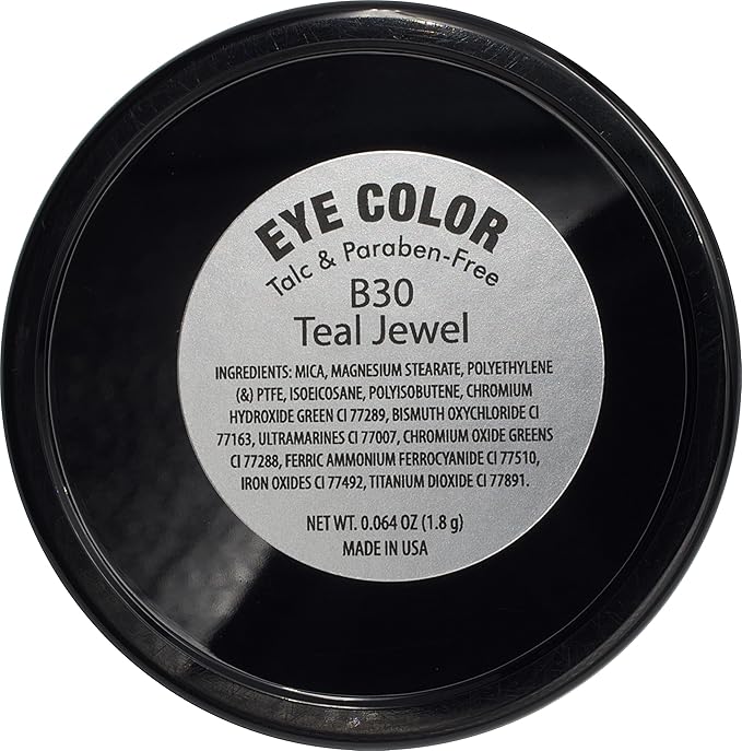 Pure Ziva Teal Jewel Shimmering Green Emerald Forest Pressed Powder Single Vegan Eyeshadow; Talc, Paraben & Cruelty Free