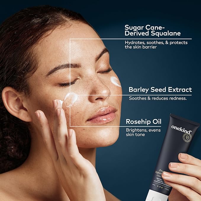 Onekind Night Moisturizer for Face, Hydrating Dream Cream for Wrinkles, Night Cream for Women Anti Aging with Squalane, Rosehip & Shea Butter for Dry & Sensitive Skin – 1.7 oz