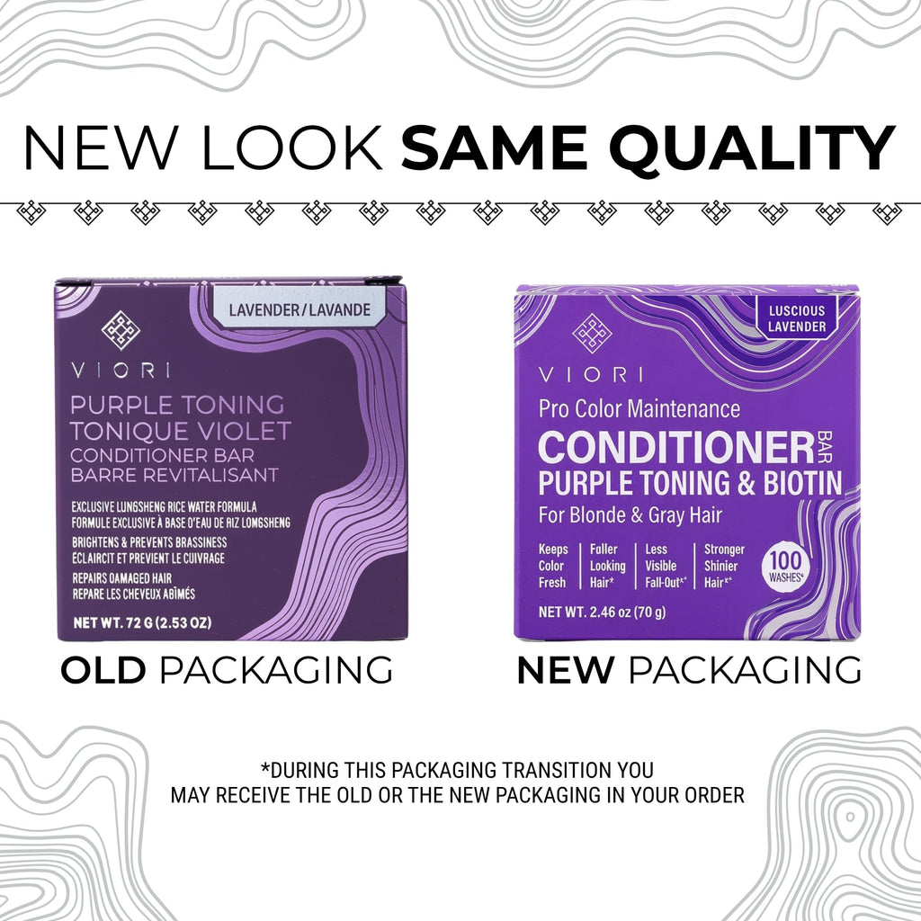 Viori Purple Conditioner Bar - Handcrafted with Longsheng Rice Water & Natural Ingredients - Blonde Hair Toner to Neutralize Brassy Tones