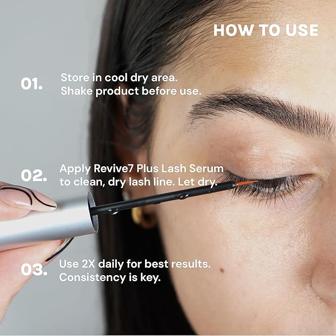 Revive7 Plus Revitalizing Lash Growth Serum for Eyelash Thickness - Serum Brow Enhancer Eyebrow - Lash Enhanced Formula for Longer, Full and Thicker Natural Eyelash, Made in Canada (3 ml)
