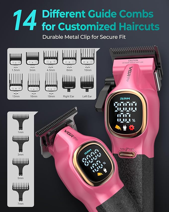VGRPRO Professional Hair Clippers for Men, Cordless Clipper and Trimmer Set