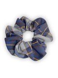 ClassExceed School Uniform Plaid, Plaid Scrunchie, Back to school, handmade school uniform hair accessories (Navy Gold gray Plaid57)
