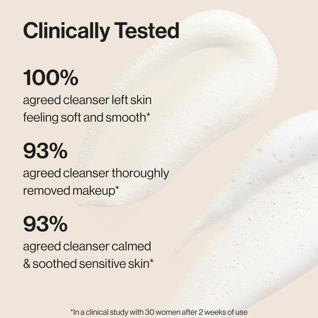 Honest Beauty Sensitive Skin Calming Cream Cleanser, Unscented, 4 fl oz