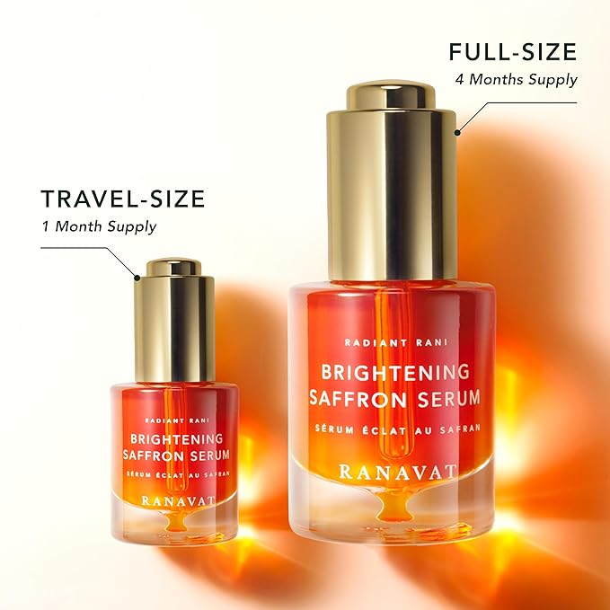 RANAVAT Brightening Saffron Serum - Vitamin C Alternative for Hyperpigmentation & Uneven Skin Tone - Leaves Skin with a Healthy Glow (0.17 oz)