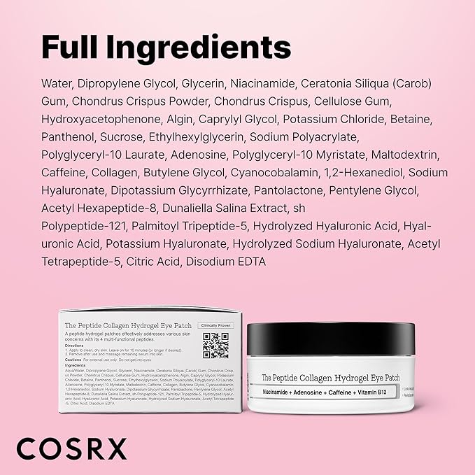 COSRX Pink Peptides Collagen Hydrogel Eye Patch for Puffy Eyes (60)
