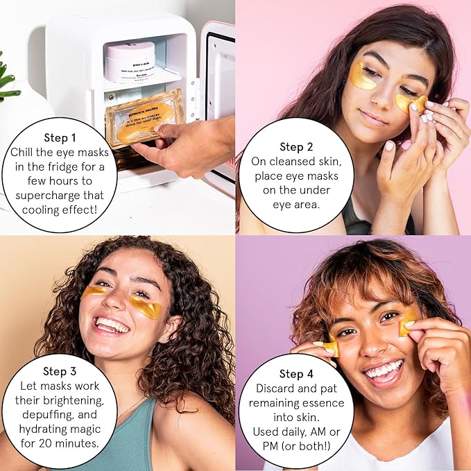 grace & stella Award Winning Under Eye Mask - Teen Gifts, Gel Eye Patches for Dark Circles, Puffy Eyes, Wrinkles, Undereye Bags, Travel Gifts for Women - Vegan, Self Care (6 Pairs, Gold)
