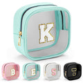 YOOLIFE Initial Make Up Bag Travel Toiletry Bag, Clear Makeup Bag Preppy Cosmetic Bags Cute Teacher 12 13 14 15 16 Years Old Girl Gifts Trendy Stuff Small Makeup Bag Birthday Gifts Mini Blue K