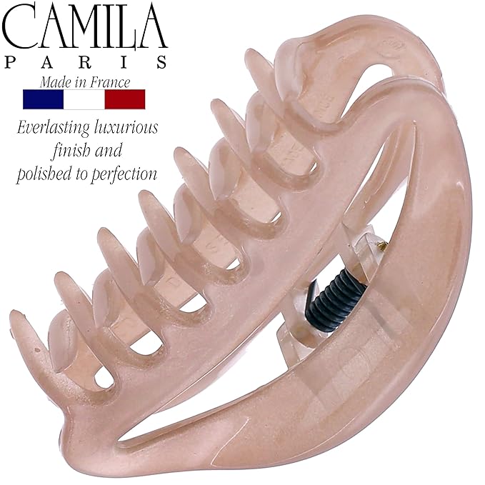 Camila Paris CP3078 French Hair Clip for Women, Small Beige, Girls Hair Claw Clips Jaw Fashion Durable Styling Hair Accessories for Women, Strong Hold No Slip Grip, Made in France