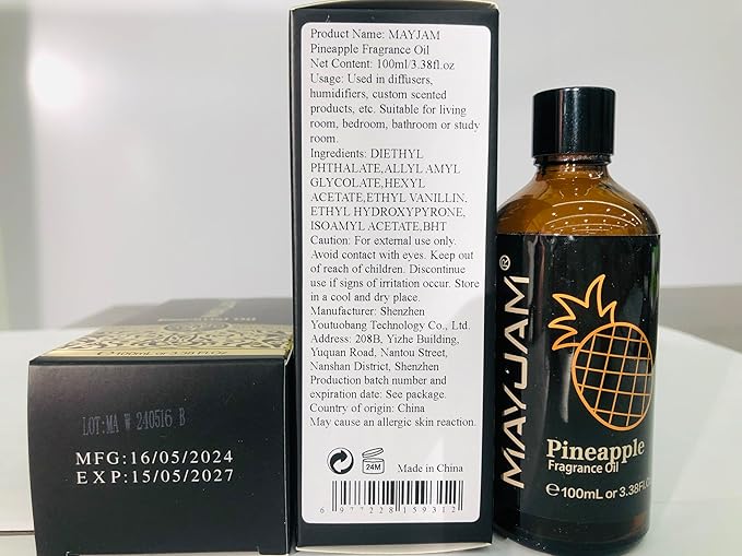 MAYJAM Pineapple Fragrance Oil for Diffusers for Home, 3.38FL.OZ