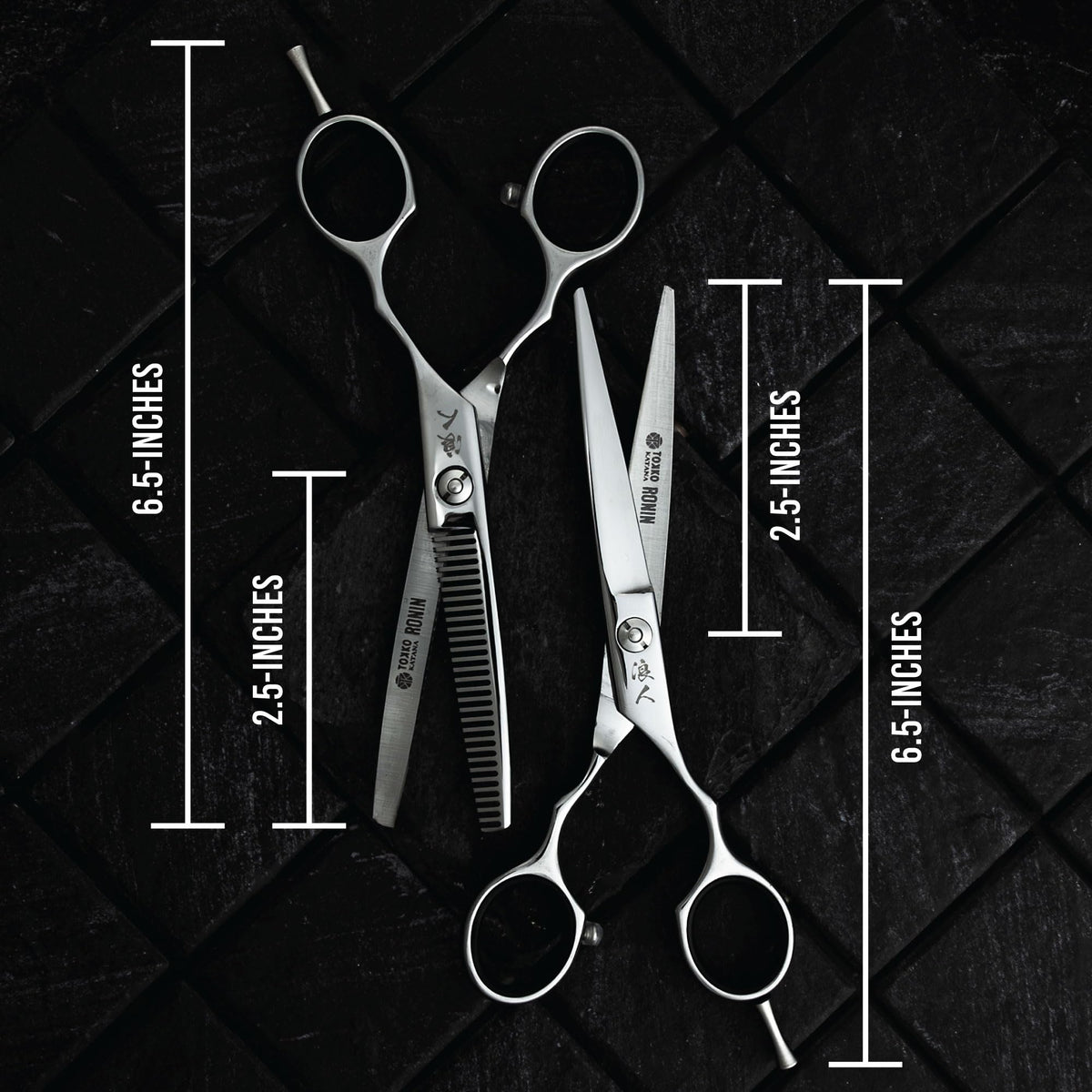 Ronin Hair Cutting Shears Set by Tokko Katana, Professional Scissor Kit, 6.5" Sharp Stainless Steel Regular & Thinning Haircut, Grooming Scissors for Barber, Hairdresser, Salon Professional, & DIY
