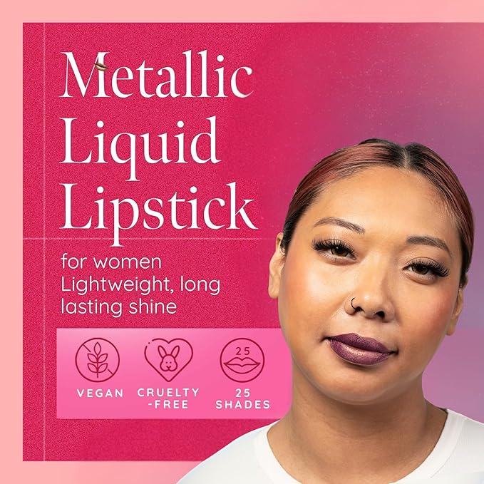 Aromi Chestnut Rose Metallic Liquid Lipstick (Burgundy Quartz)
