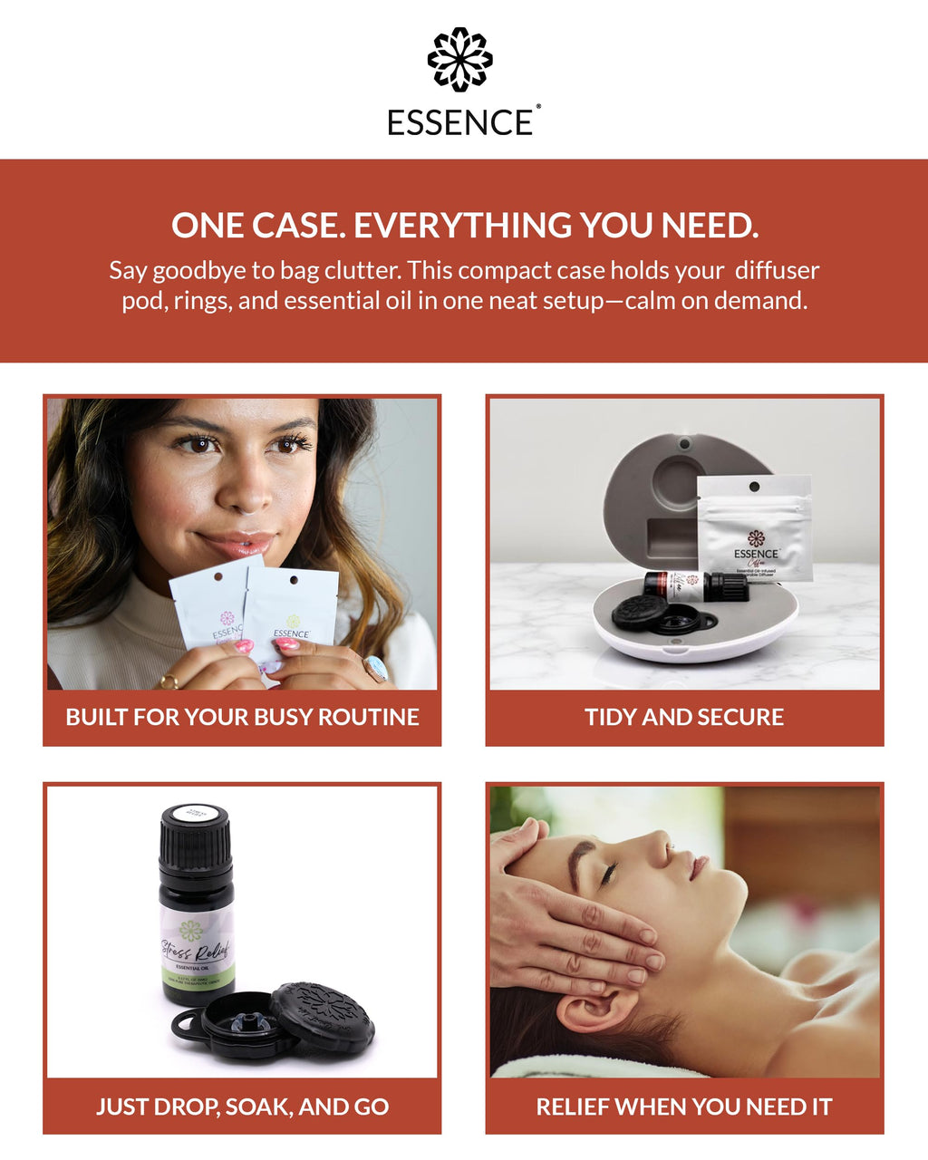 Essence Pearl Travel Case | Frankincense Essential Oil | Aromatherapy Nasal Diffuser & Essential Oil Carrying Case | Grounding Frankincense Scent | Travel-Friendly Kit | Black Pod