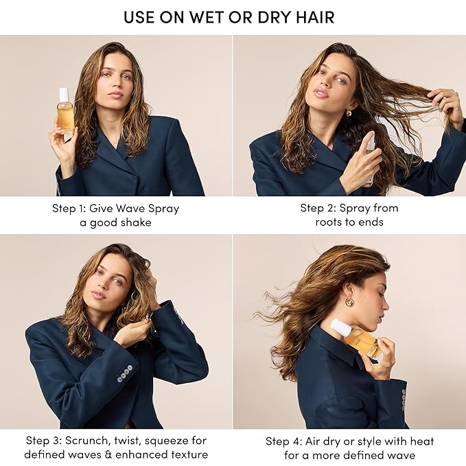 OUAI Travel Size Wave Spray - Texture Spray for Hair with Coconut Oil and Rice Protein - Adds Texture, Volume & Shine for Beach Waves - Paraben Free, Safe for Color & Keratin-Treated Hair (3 fl oz)