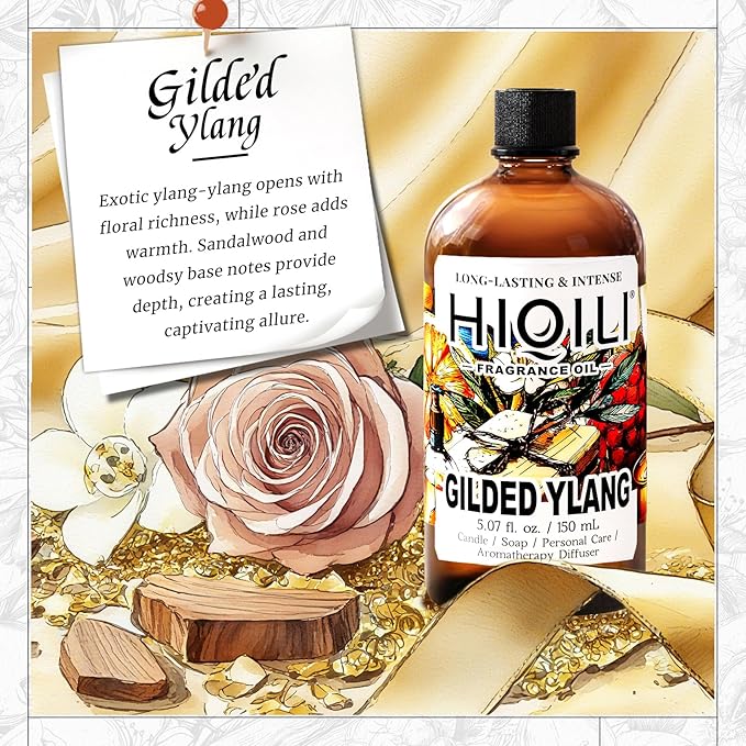 HIQILI Gilded Ylang Fragrance Oil for Diffuser, Candle & Perfume Making
