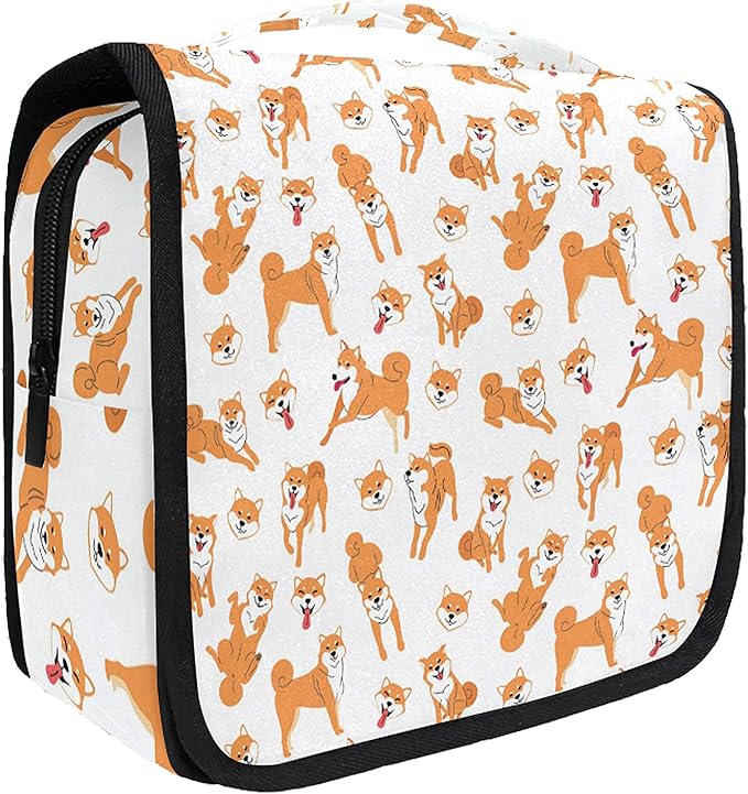 Hanging Travel Toiletry Bag Kit Makeup Case Cosmetics Organizer for Men Women (Shiba Inu-2)…