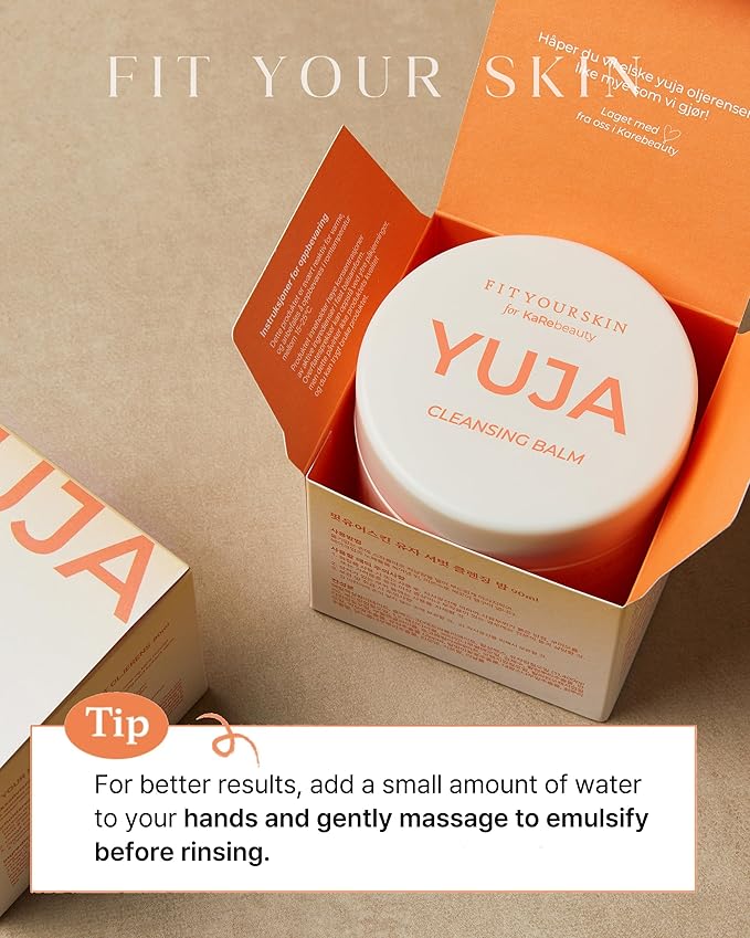 FIT YOUR SKIN Yuja Sherbet Cleansing Balm - Korean First Cleanse Makeup & Sunscreen Remover | Vitamin C Yuzu + Heartleaf | Balm to Oil Pore Care | Fresh Citrus Scent | 3.04 fl oz