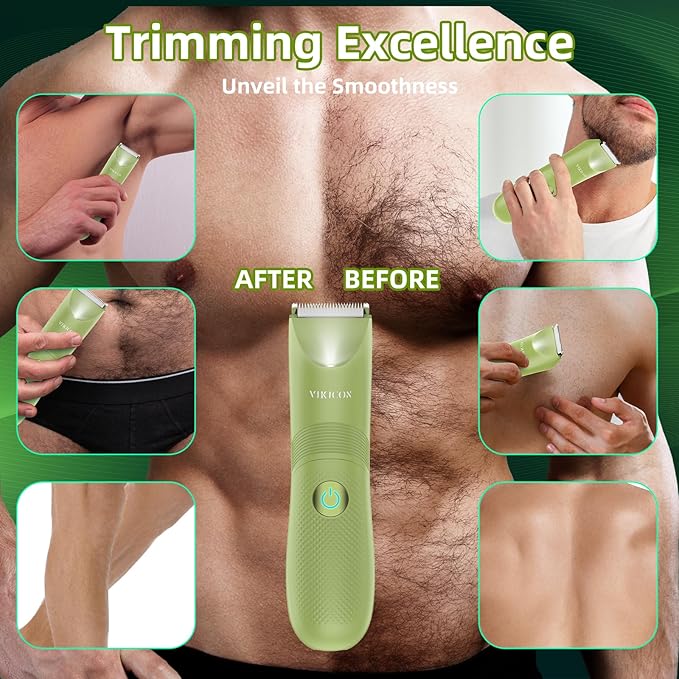 No-Nick Ball Trimmer for Men Ceramic Blade, Pubic Hair Trimmer, Green