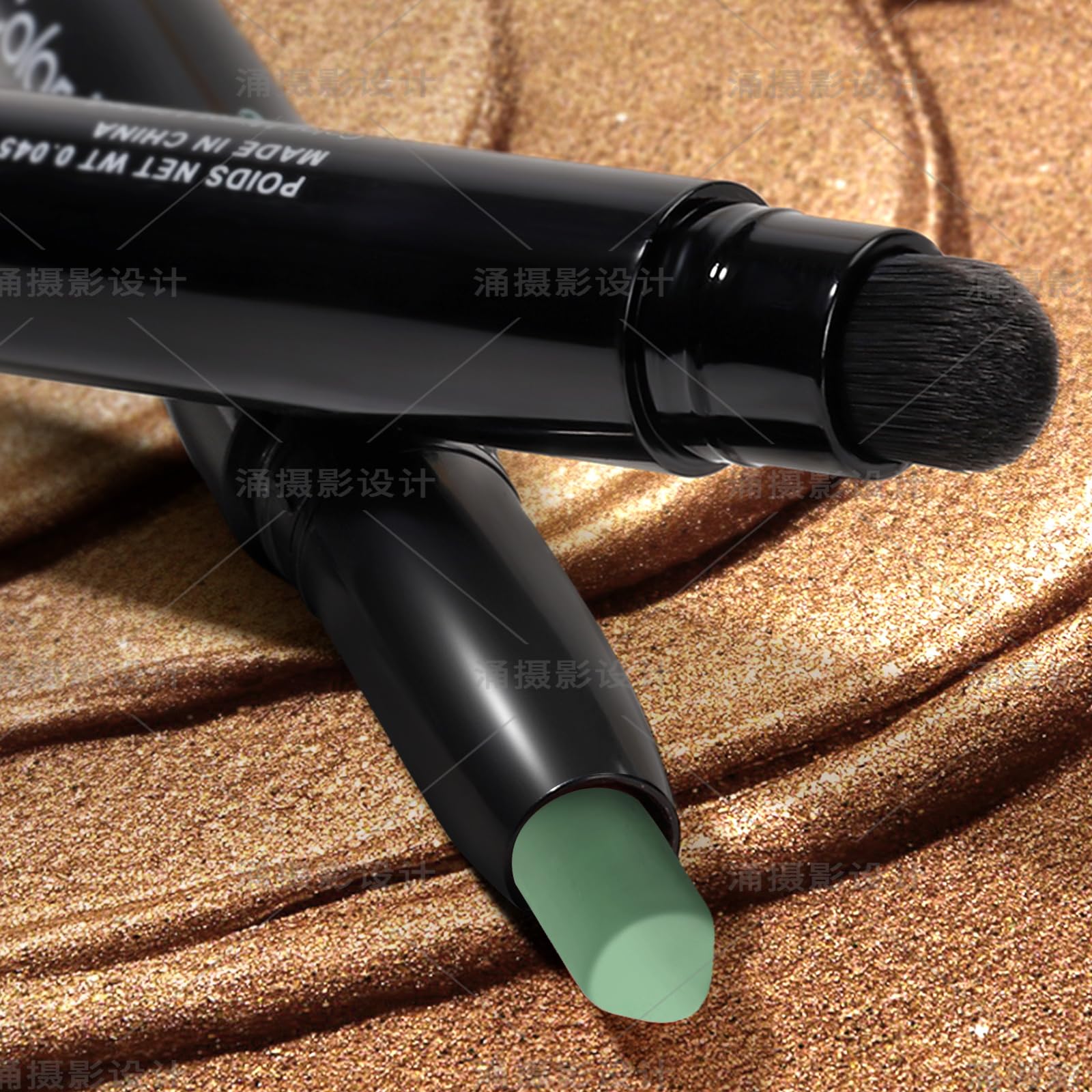 Color Mirror Cream Waterproof Hypoallergenic Eyeshadow Stick, long wear Metallic Glitter Matte Eye Shadow Pencil With Makeup Brush, Eye Brightener, 66 Mint Matte