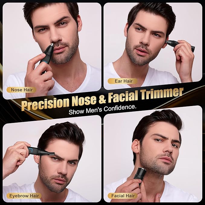 BLIBEE Nose Hair Trimmer for Men, 2025 Professional Painless USB Rechargeable Eyebrow Trimmer, Ear and Nose Hair Trimmer for Men Women, Facial Hair Remover with Powerful Motor, Black
