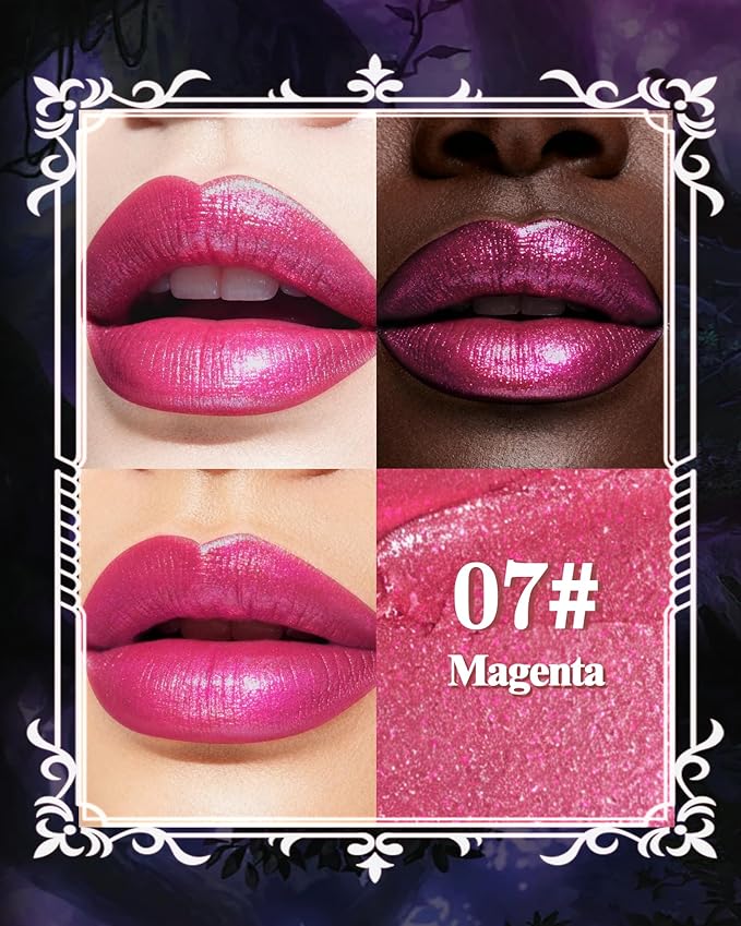 Caedelfly Metallic Lipstick, Magenta Shimmer Lipstick for Halloween 1 PC-07