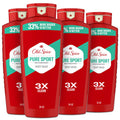 Old Spice Refreshing Body Wash for Men, High Endurance, 3X Defense, 24/7 Shower Fresh with Long Lasting Scent, Pure Sport Scent, 24 oz (Pack of 4)