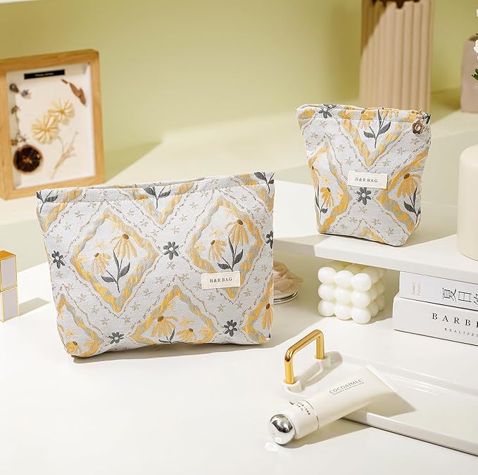 getgto 2 Pcs Makeup Bags, Large Cosmetic Bag Travel Toiletry Bag