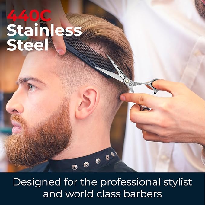 Hair Cutting Scissors for Professionals from Saki Shears - Cuts Wet and Dry Hair - Forged from Japanese 440C Stainless Steel - Sharp, Long Lasting Edge (Steel, 6 Inch Cutting, Right Hand)