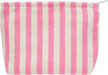 Flat Makeup Bag for Women,Zipper Cosmetic Pouch for Purse,Stripe Pink