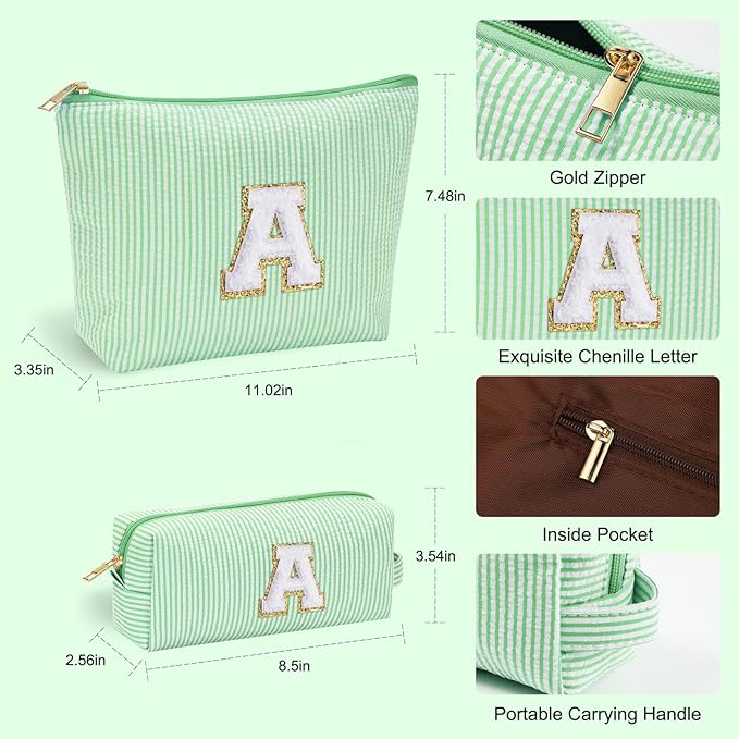 YOOLIFE Initial Makeup Bag for Girls - Skin Care for Teens 10-12 | Christmas & Birthday Gifts for Girls 3-13 | Trendy Stuff