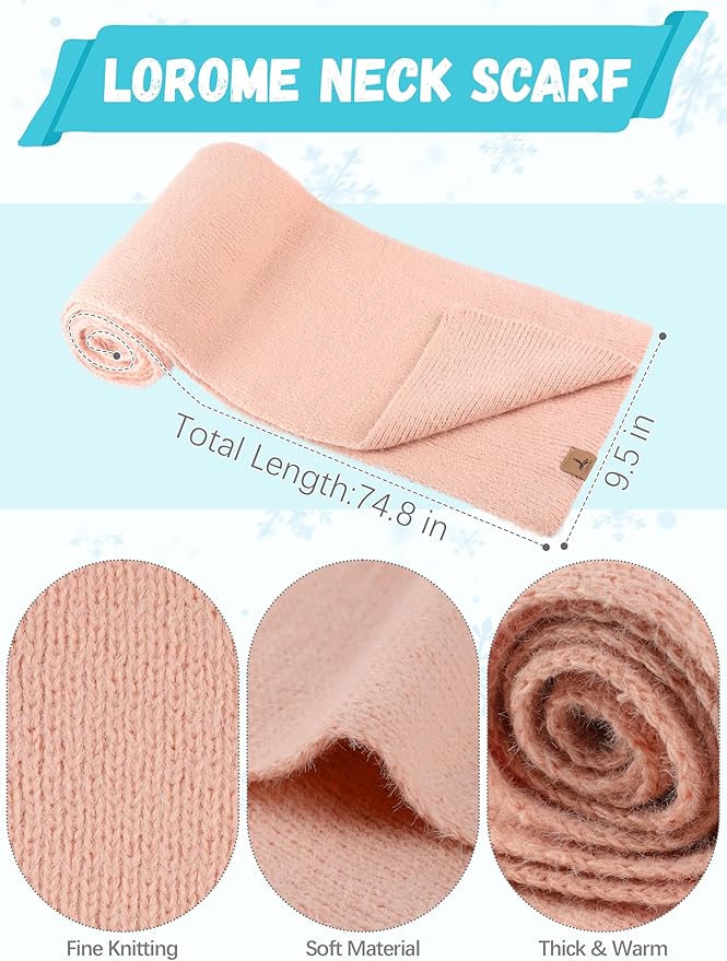LOROME Winter Beanie Hat Gloves Scarf, Cashmere Hat Gloves Scarf Set Women