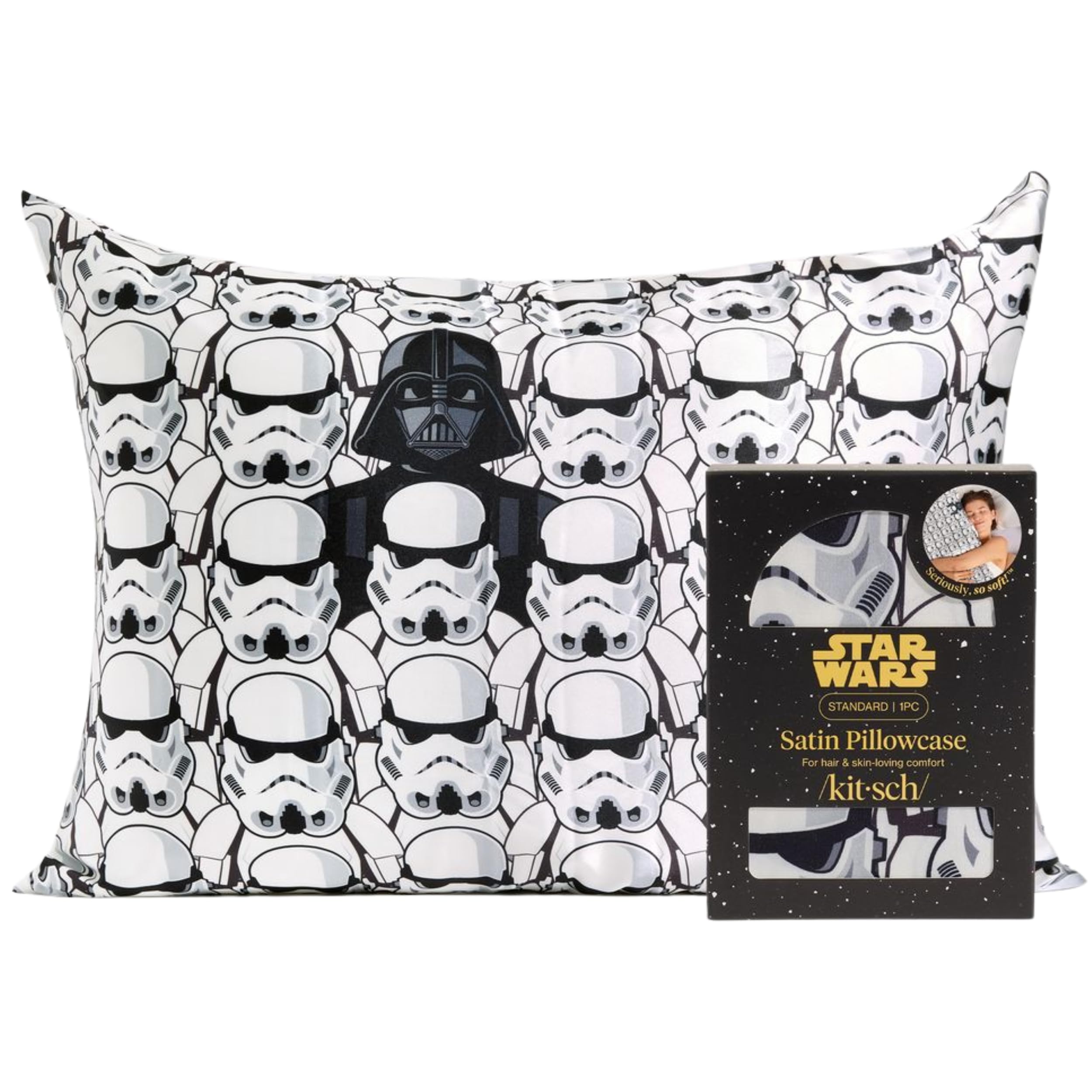 Kitsch x Star Wars Darth Vader Stormtroopers Satin Pillowcase, Size 19x26