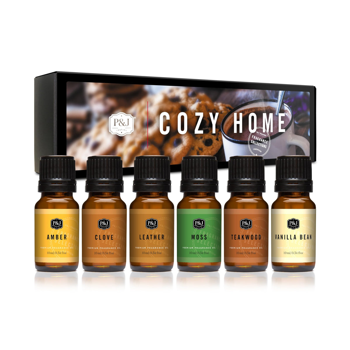 P&J Fragrance Oil Favorites Set | Fresh Cotton, Amber, Leather, Strawberry Shortcake, Lilac, Vanilla for Candle Making, Soap Making Supplies, Diffuser Oils Scents