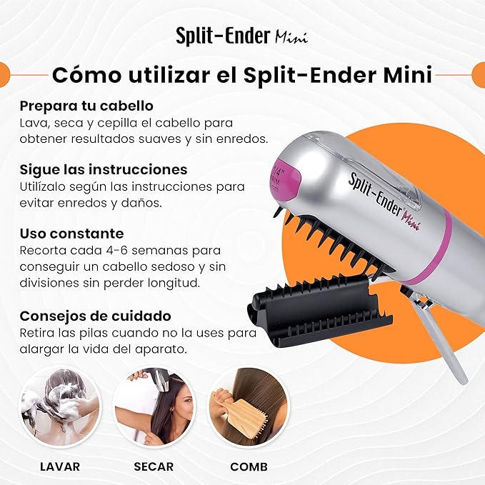Split Ender Mini – Original Cordless Split End Hair Trimmer for Dry, Damaged, Brittle, Broken, Curly, Frizzy, or Straight Hair – Battery Operated (3 AAA) – At Home Hair Care & Styling Tool – Pink