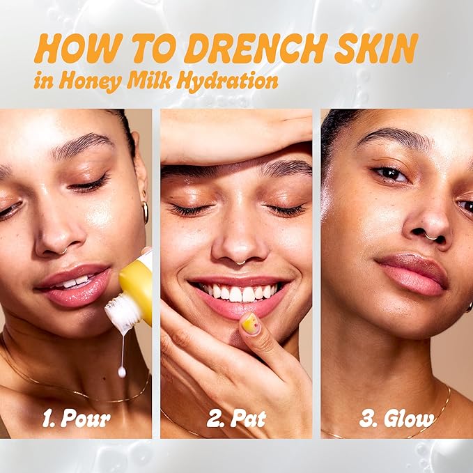 Farmacy Honey Milk Face Essence - Hydrating Milky Toner with Honey, Ceramides, Chamomile + Aloe - Helps Strengthen Skin Barrier + Replenish Moisture - Soothing + Calming Skincare (10ml)