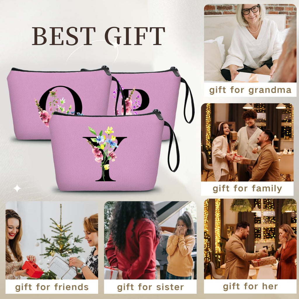Appreciation Initial Monogram Gifts for Sisters from Sister Employees Team Bride Womens Unique Mom Personalized Makeup Cosmetic Bag with Mirror Mothers Day Christmas Graduation Y