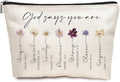 God Says You Are Cosmetic Bag, Inspirational Bible Verse Makeup Bag for Women, Floral Bible Verse Makeup Case, Sister, Friend Gifts, Affirmations Gifts, Christian Gifts, Birthday Gifts for Women