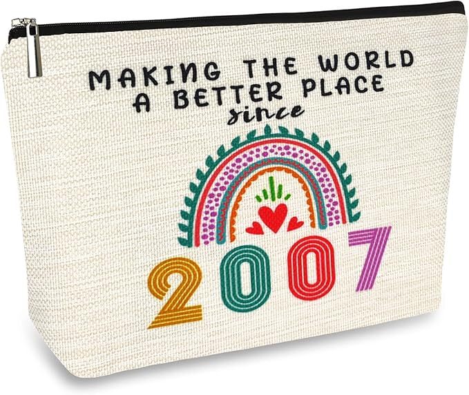 Happy 19th Birthday Decorations for Girls, 19th Birthday Gifts for Girls, Her, Sister, Daughter, Niece, Funny 2007 Gifts for 19 Year Old Girl, 19 Year Old Girl Christmas Gifts, Cosmetic Travel Bag