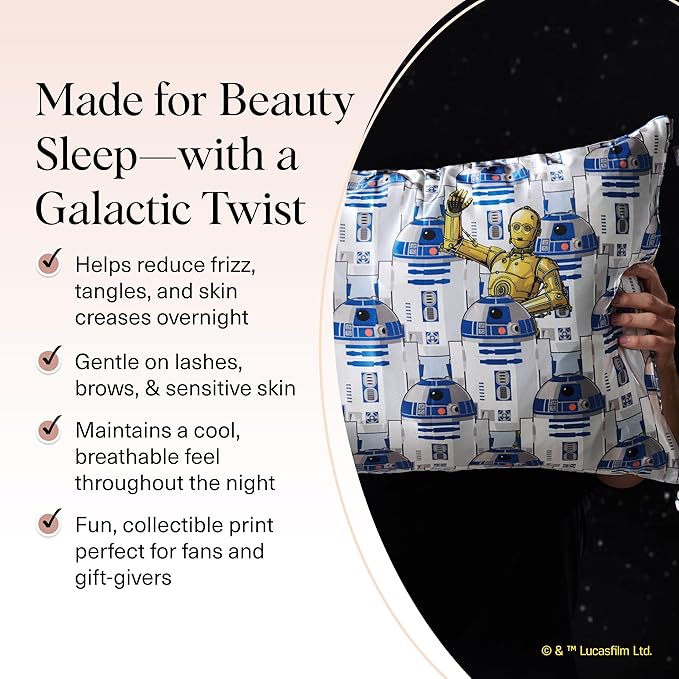 Kitsch x Star Wars R2-D2 & C-3PO Satin Pillowcase, Size 19x26