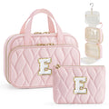YOOLIFE Teen Girl Gifts Trendy Stuff - Birthday Gifts for 7 8 9 10 11 12 13 14 15 16 17 18 Year Old Teen Girls Hanging Toiletry Bag Initial Makeup Bag - Letter Pink E