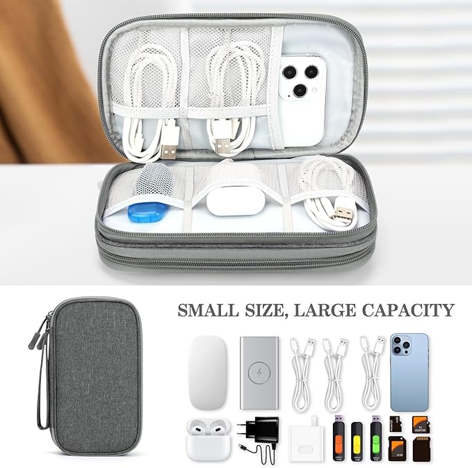 FYY Electronic Organizer, Travel Tech Pouch Bag, Medium, Dark Grey