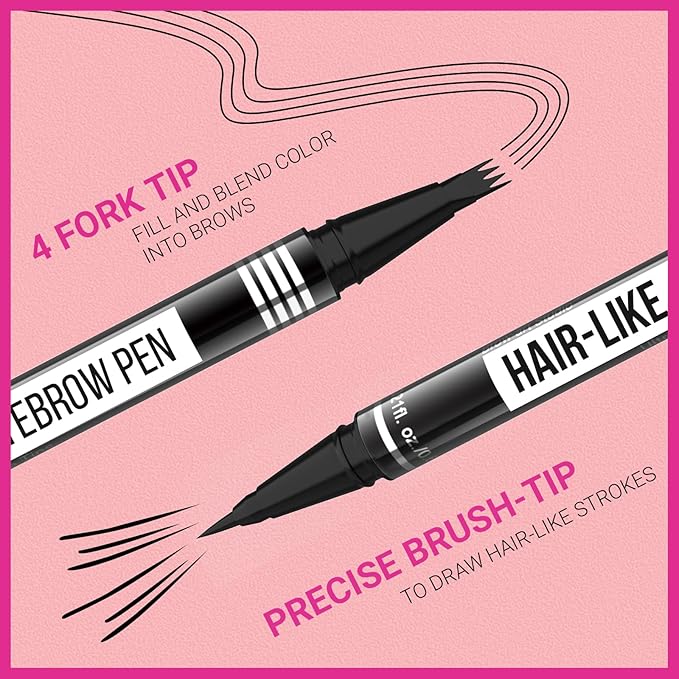 iMethod Microblading Eyebrow Pen - Eyebrow Pencil Magical 2-in-1 Dual-Ended Eye Brow Pencils for Women with 4-Fork-Tip & Precise Brush-Tip Create Natural Hair-Like Brows, Last All-Day, Reddish Brown