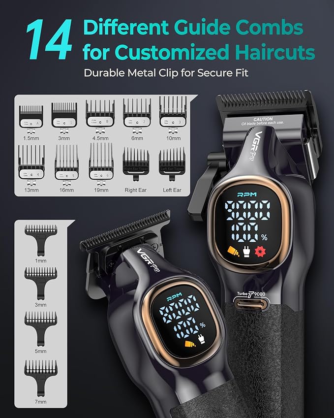 VGRPRO Professional Hair Clippers for Men, Cordless Clipper and Trimmer Set