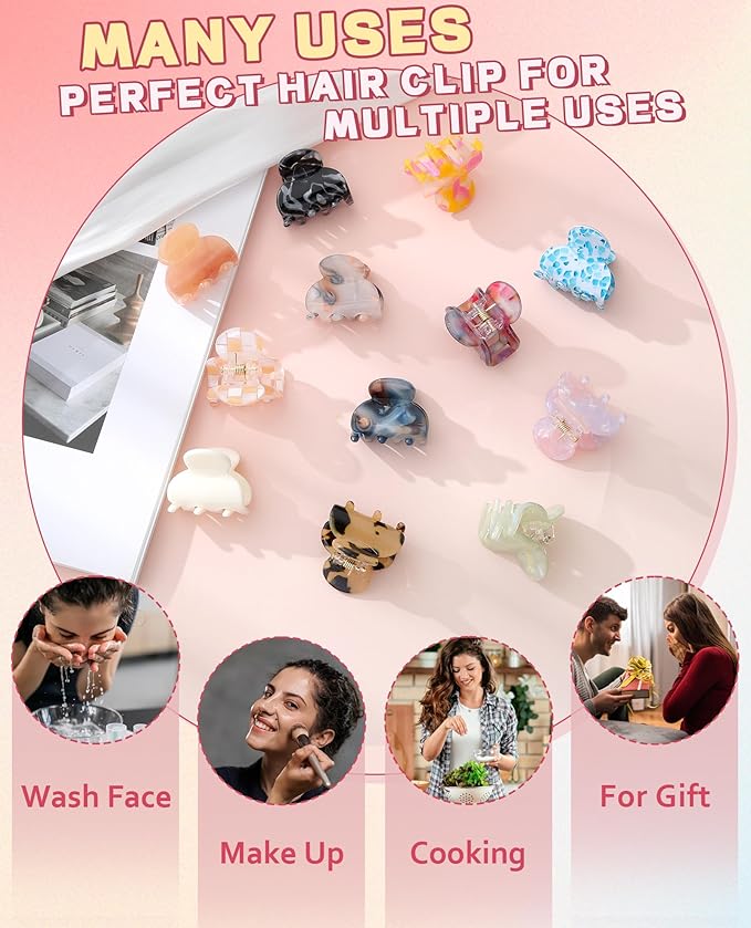 Molans 12 Pcs Small Hair Clips Mini Claw Jaw Clips Women Girls Thin Hair